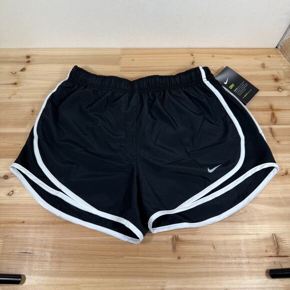 Nike Women's Tempo Running Shorts Gym Training Small S Black White Grey Dri-Fit - Picture 1 of 7